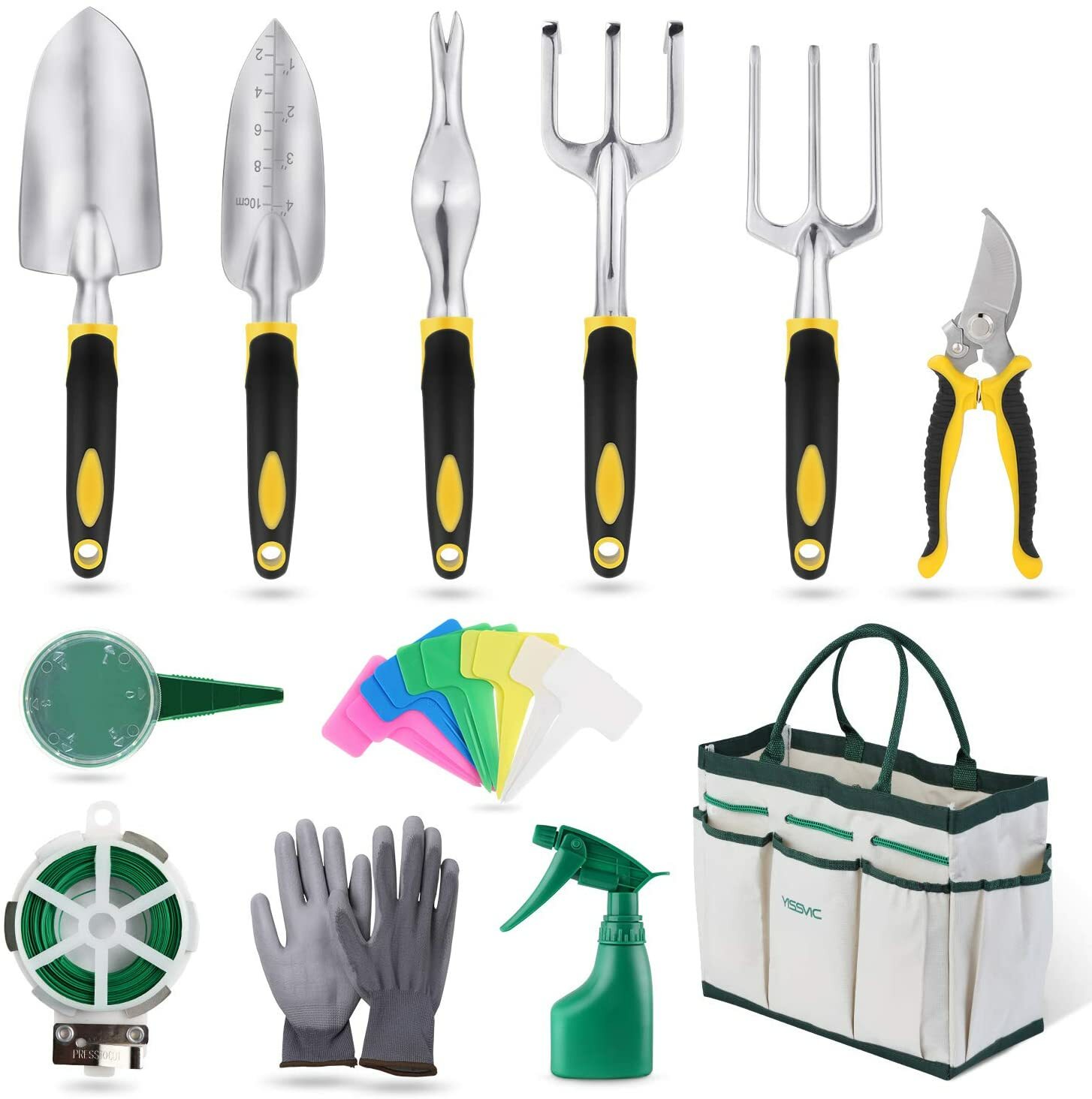 YISSVIC Outils de Jardinage 12 Pièces Outils de Jardin avec Sac de Rangement, A YISSVIC Outils de Jardinage 12 Pièces Outils de Jardin avec Sac de Rangement, A