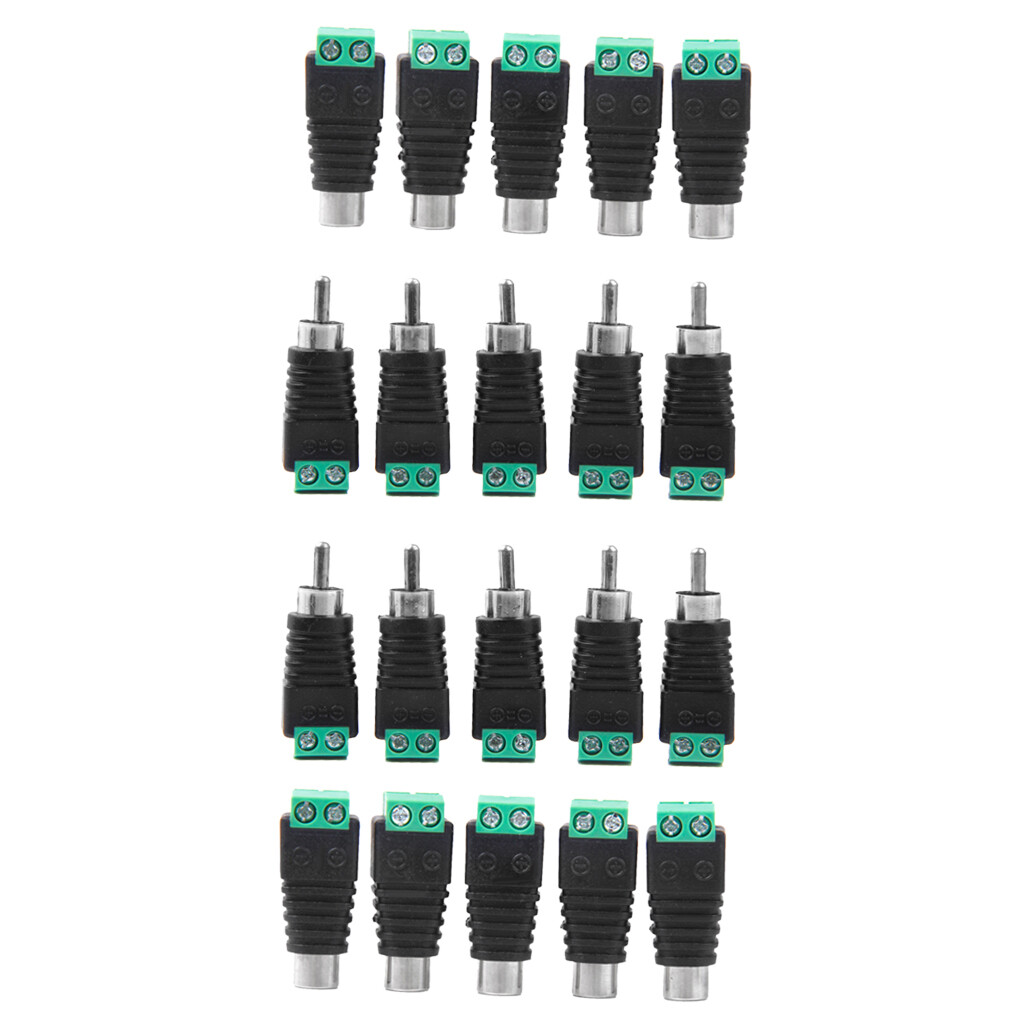 10 jeux RCA Plug to Video Screw Terminal Connectors for CCTV Camera