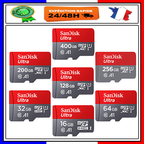 Carte Mémoire MicroSD Class10 SDHC 16 32 64 128 256 512 Go Gb Original Sandisk Carte Mémoire MicroSD Class10 SDHC 16 32 64 128 256 512 Go Gb Original Sandisk