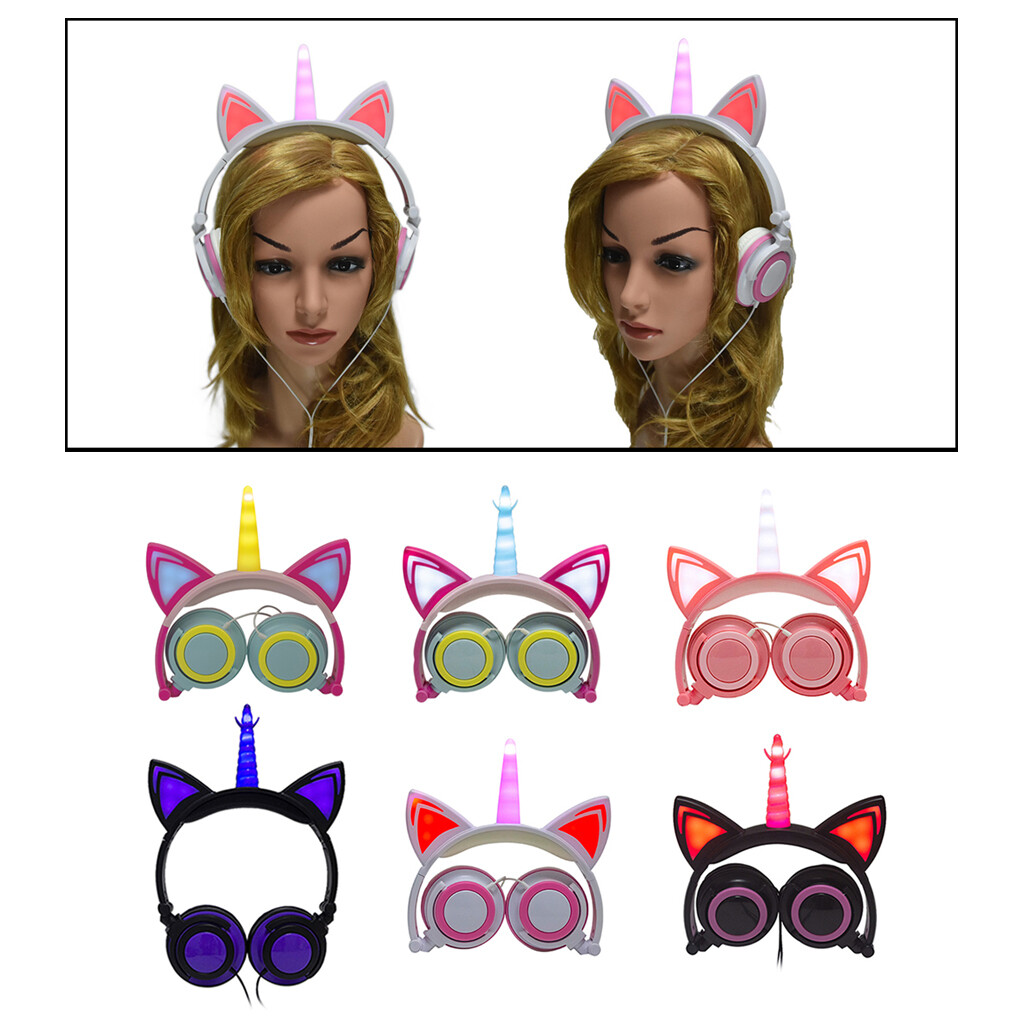 Licorne casque LED filles bandeau 3.5mm pour iPad PC téléphones portables Kind