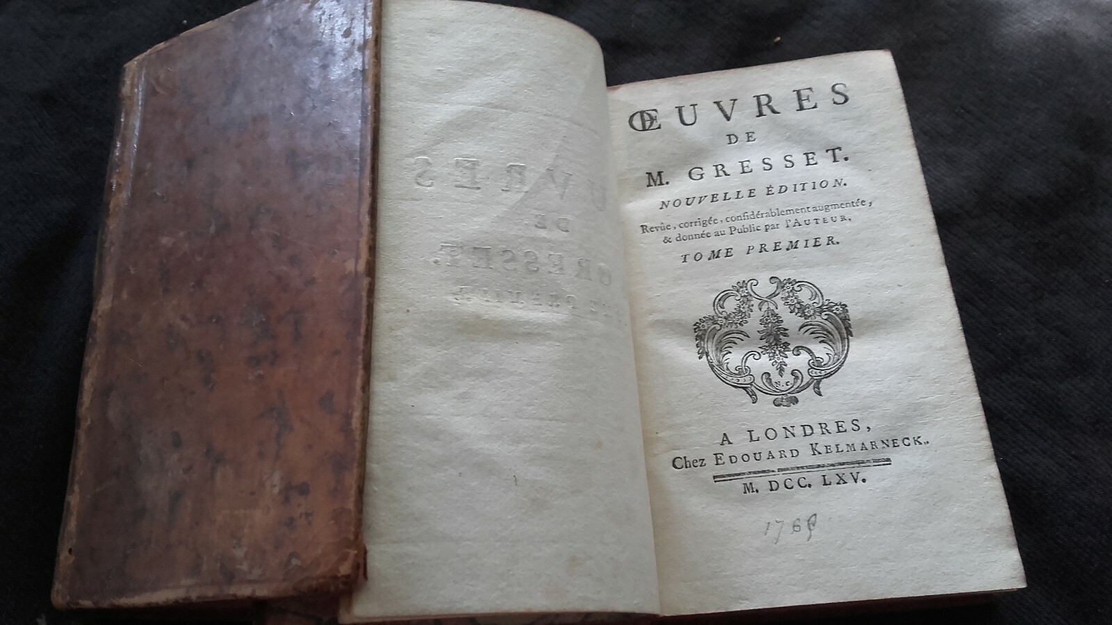 Livre – Oeuvres de M.Gresset 1765 Livre – Oeuvres de M.Gresset 1765