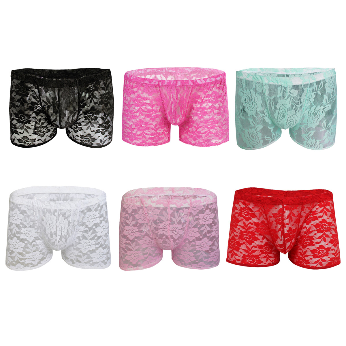 Transparent Boxer Sous-vêtements en Dentelle Fleur pour Homme Short de Bain Sexy Transparent Boxer Sous-vêtements en Dentelle Fleur pour Homme Short de Bain Sexy