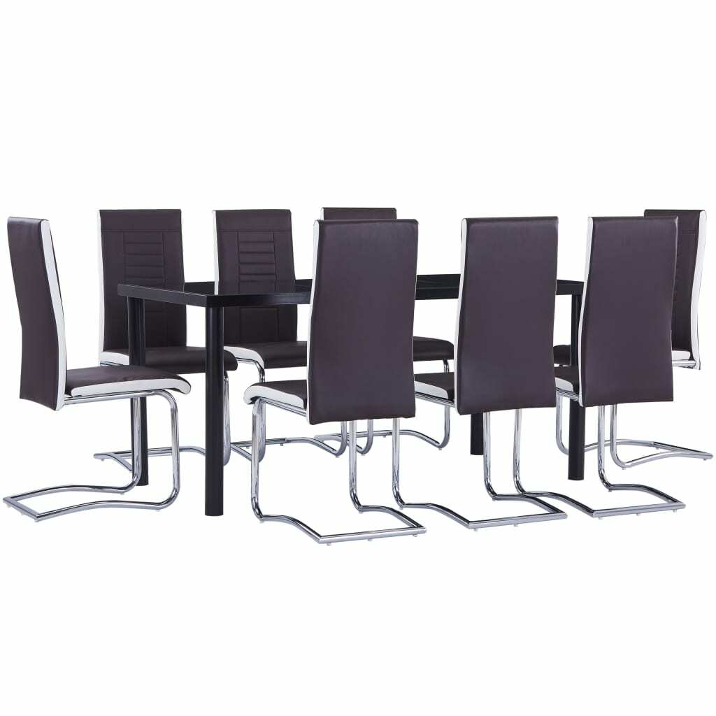 vidaXL Ensemble de Salle à Manger 9 pcs Similicuir Marron Mobilier Cuisine