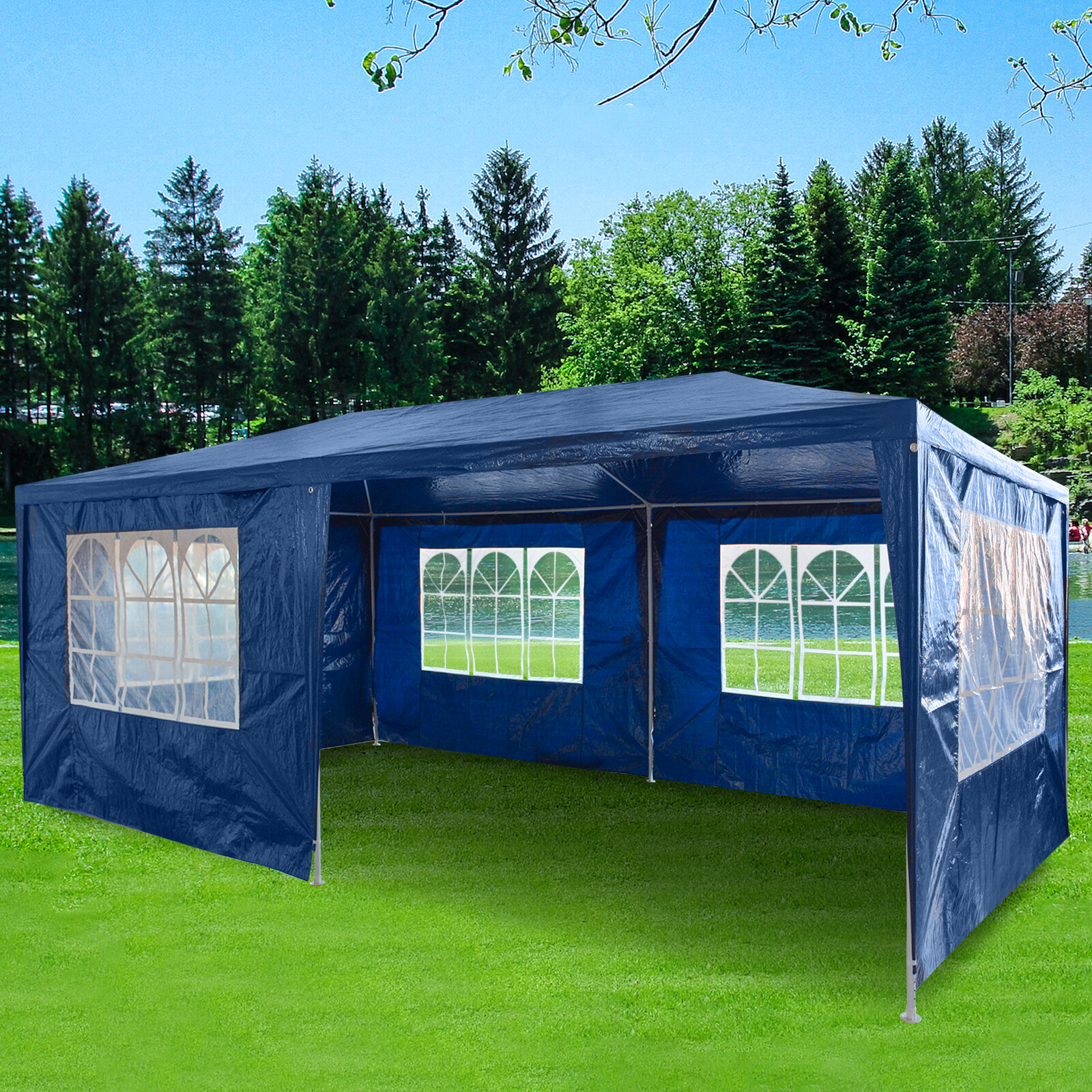 3x6m tonnelle de jardin tente réception chapiteau tente pavillon de jardin bleu