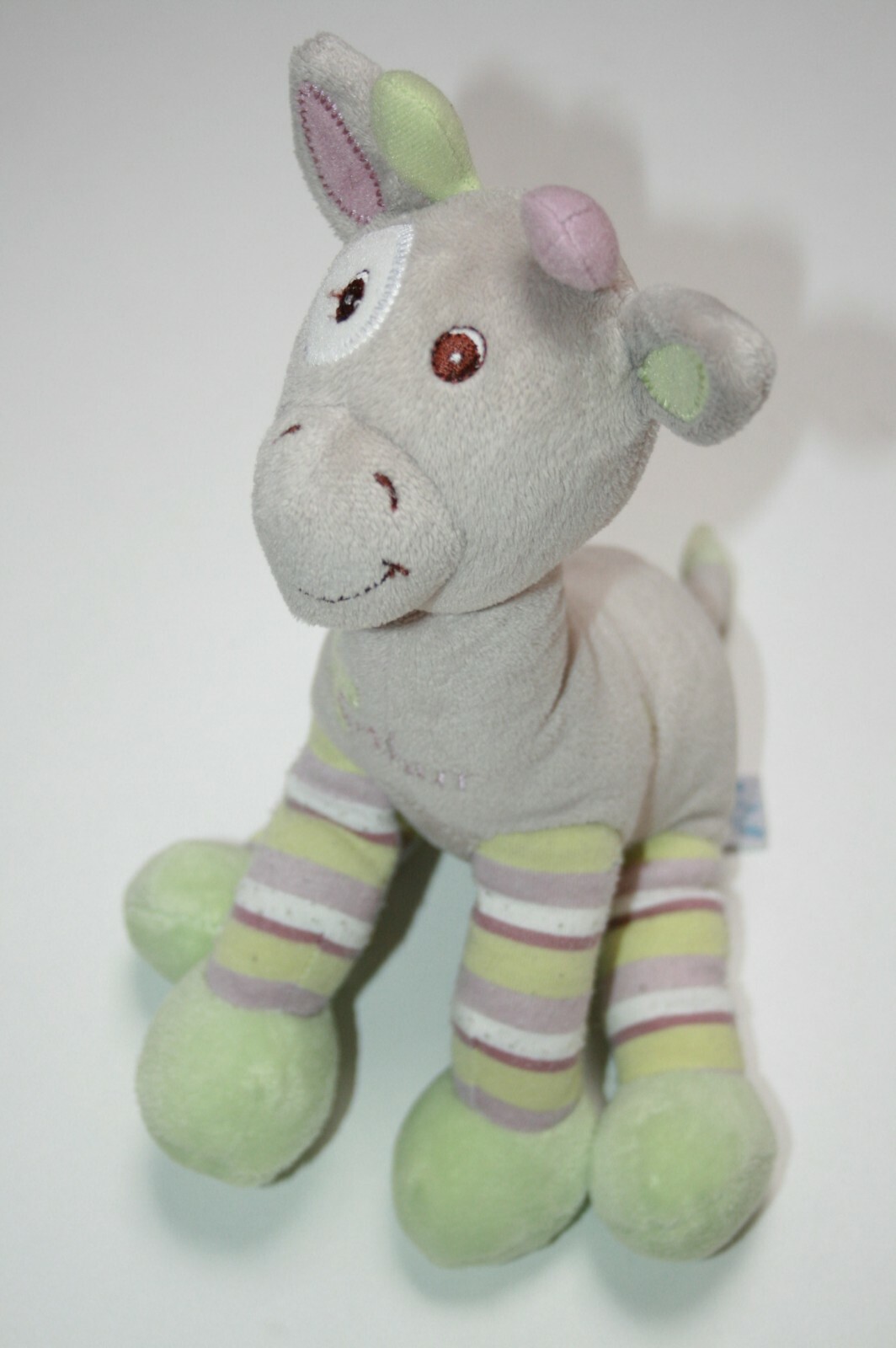 DOUDOU PELUCHE GIRAFE MAUVE ET VERT ARTHUR ET LOLA BEBISOL