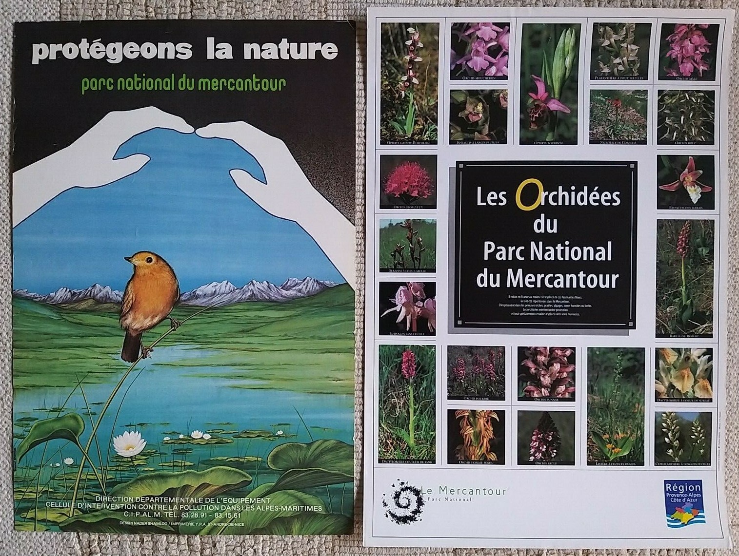 Alpes Mercantour parc national orchidees – 2 affiches anciennes/original posters Alpes Mercantour parc national orchidees – 2 affiches anciennes/original posters