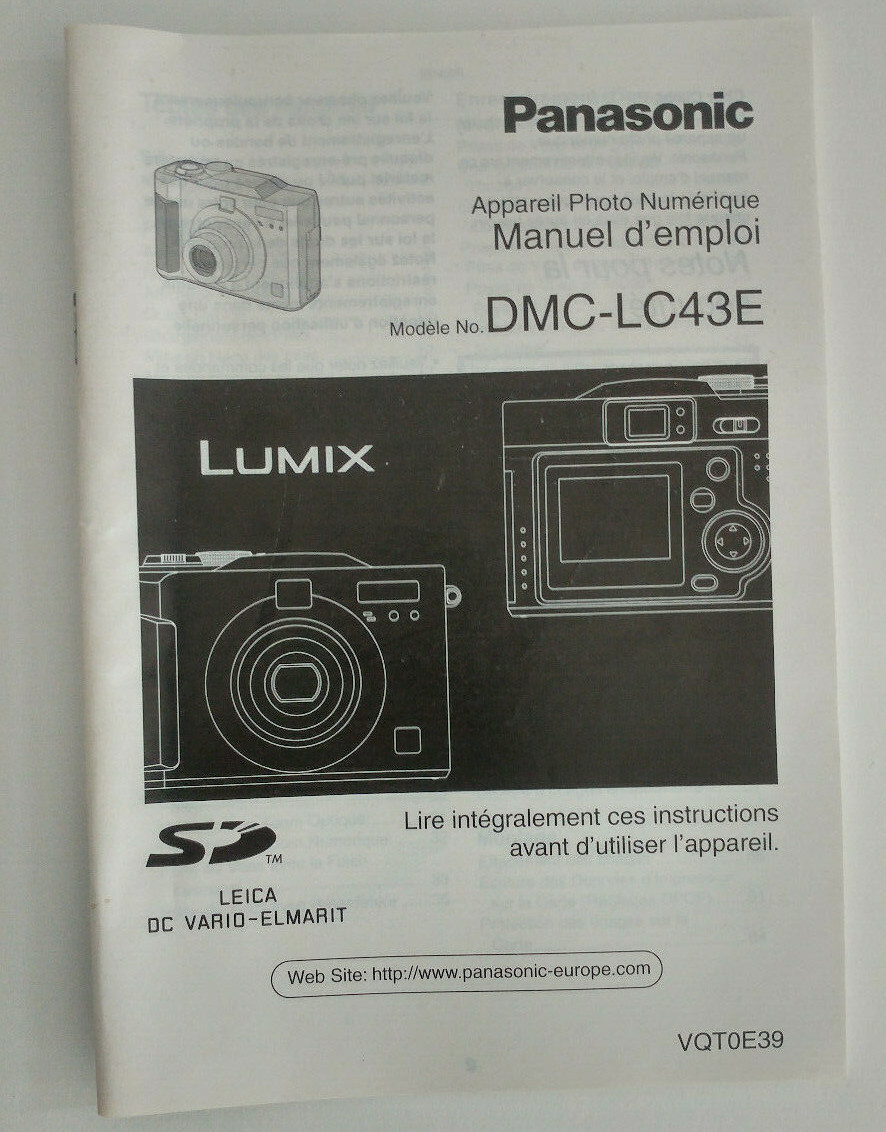Panasonic manuel d’emploi DMC-LC43E – Appareil Photo Numérique FR Panasonic manuel d’emploi DMC-LC43E – Appareil Photo Numérique FR