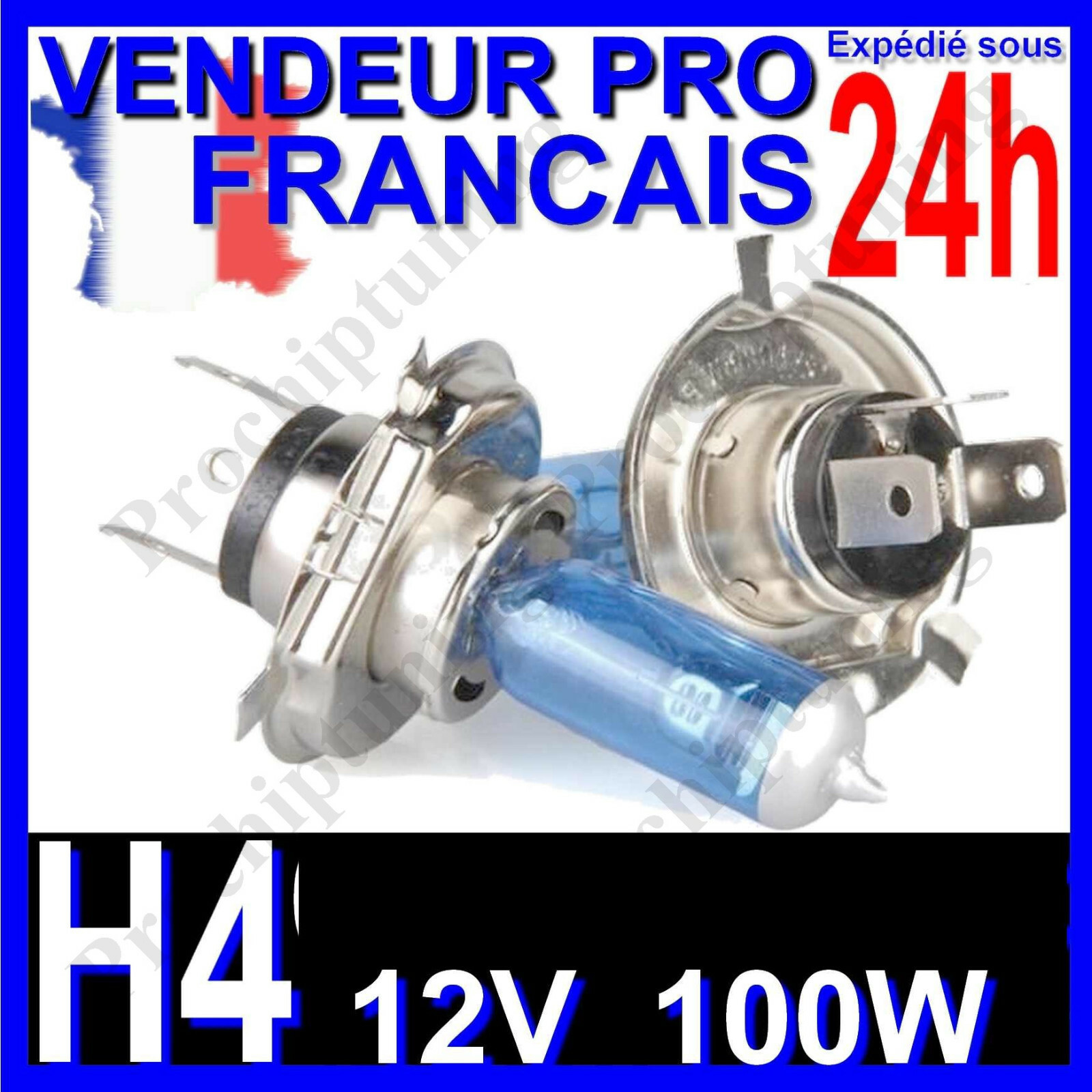AMPOULE H4 XENON 100W LAMPE POUR VOITURE FEU SUPER WHITE PHARE 12V PLASMA 6500K
