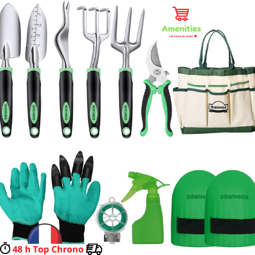 Outils Jardinage 11 Pièces Outils de Jardin + Sac Rangement Cadeau outils Main