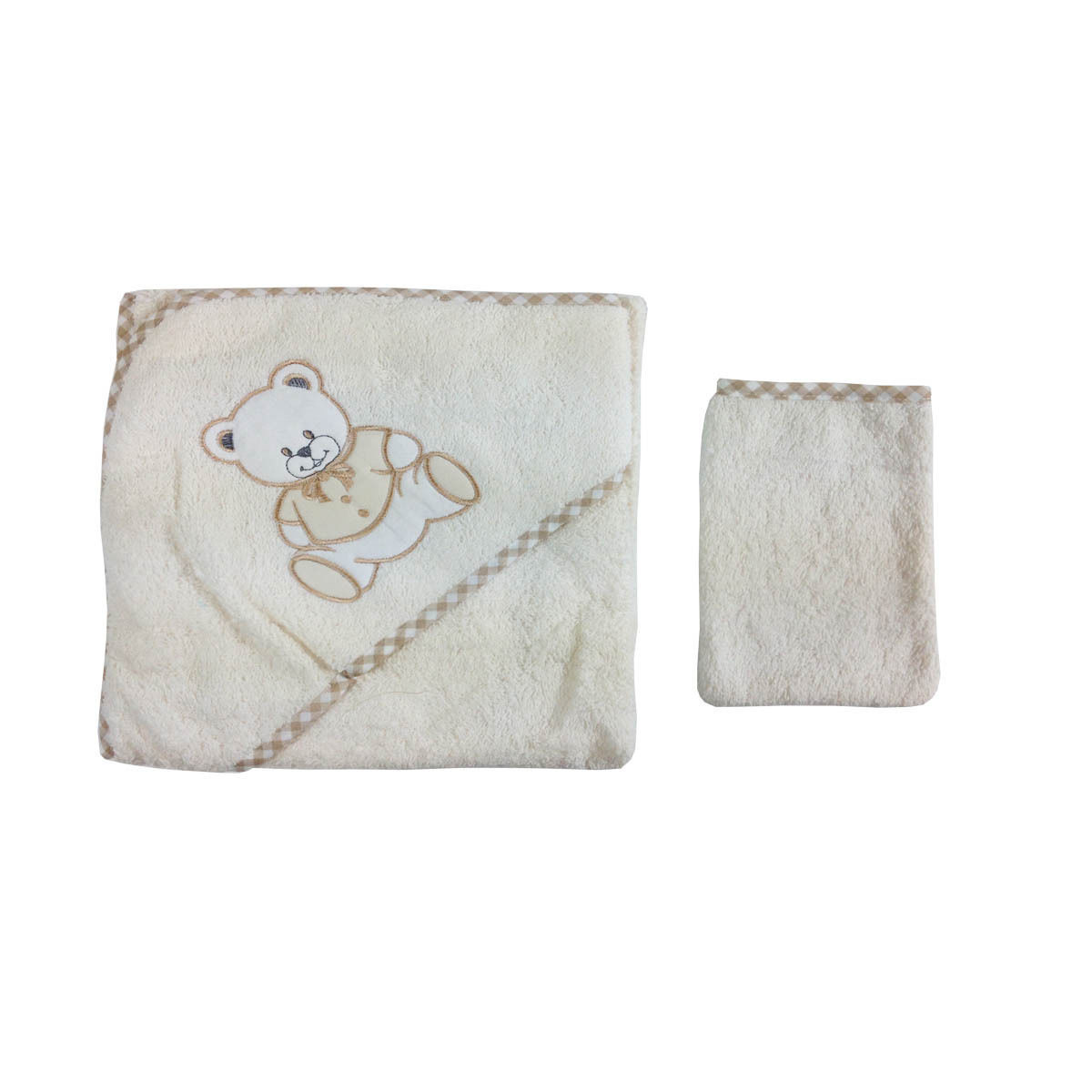 Parure de bain pour bébé beige – Motif Nounours Parure de bain pour bébé beige – Motif Nounours