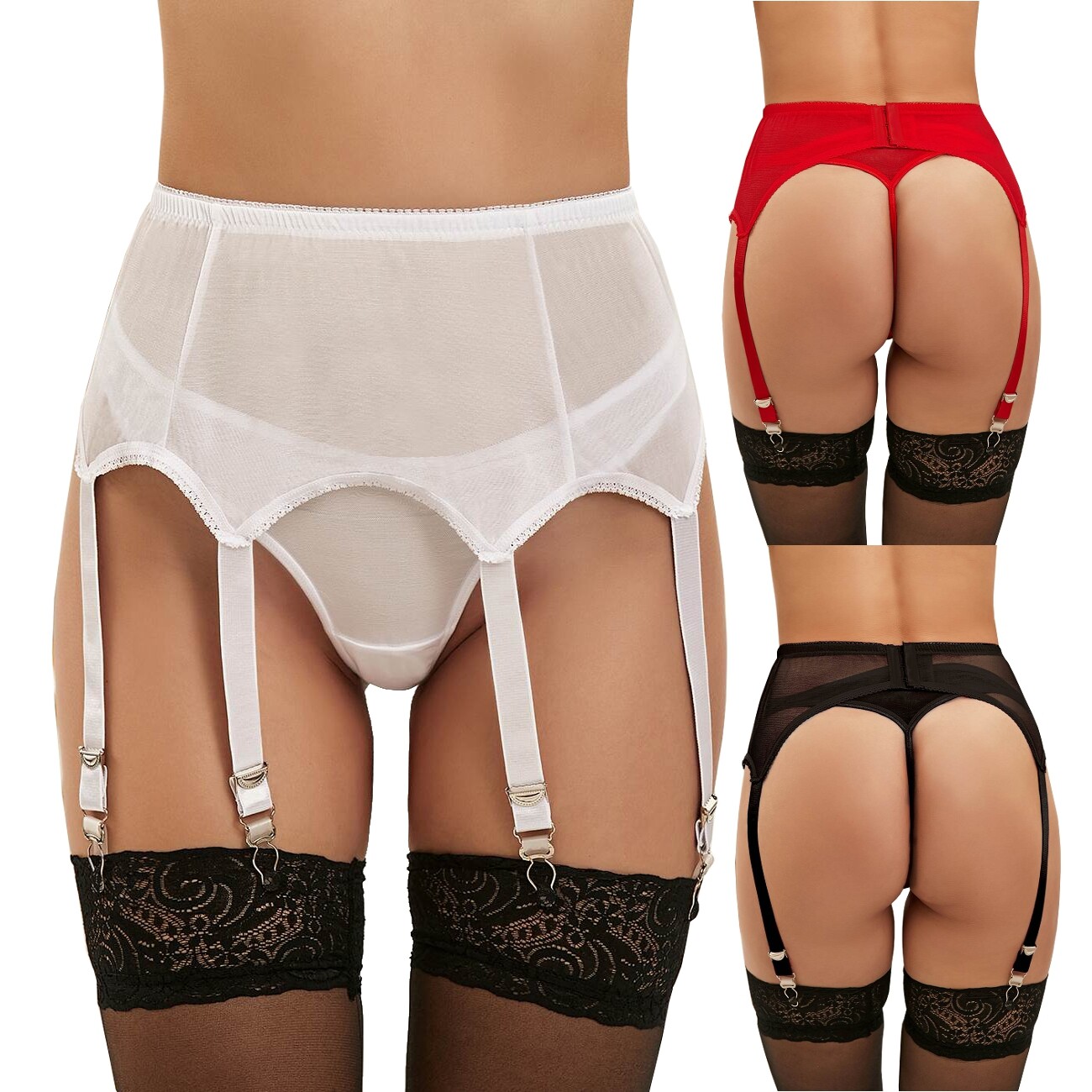 Jarretière sous-Vêtements Porte-Jarretelles Gaine Jarretelles Tanga S M L XL XXL