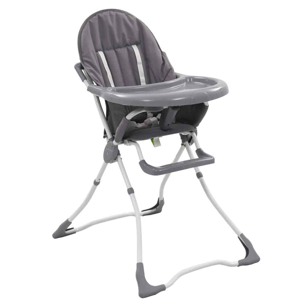 vidaXL Chaise Haute pour Bébé Gris et Blanc Salle à Mange Enfant Cuisine