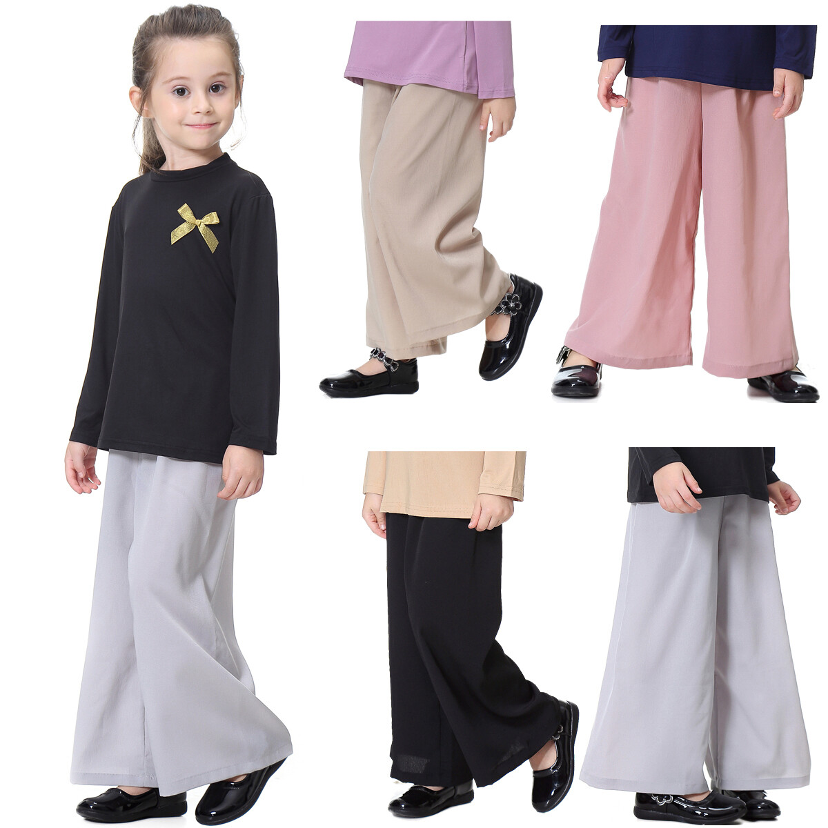 Mode Enfants Palazzo Jambe Large Pantalon Ressort Décontracté Solide Couleur Mode Enfants Palazzo Jambe Large Pantalon Ressort Décontracté Solide Couleur