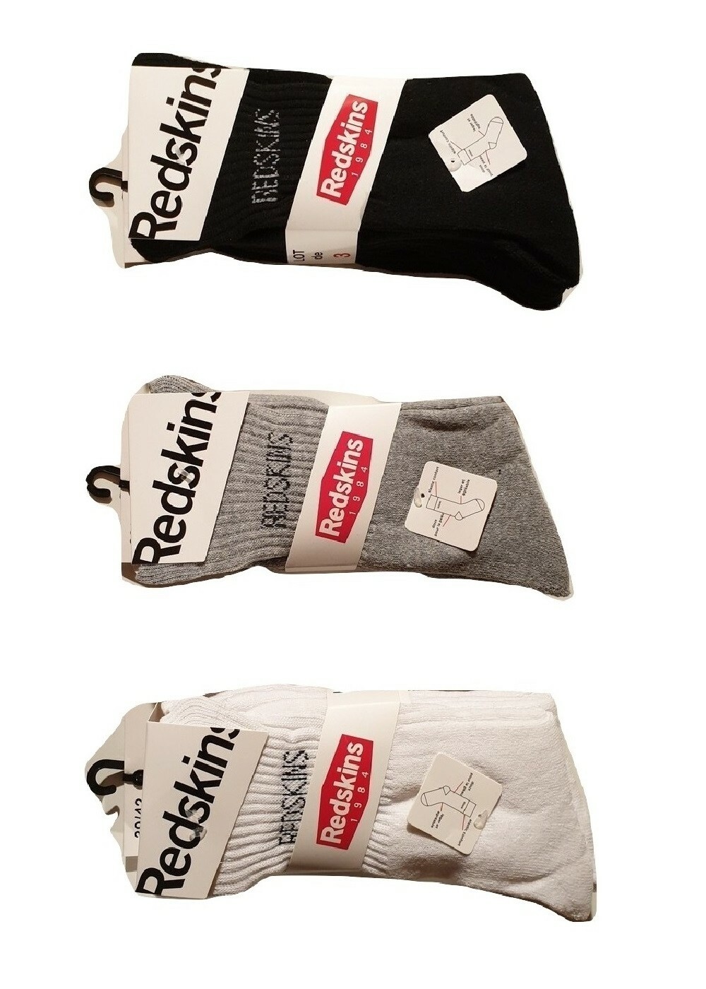 Redskins Lot 3 paire de chaussettes homme ou femme tennis sport Redskins Lot 3 paire de chaussettes homme ou femme tennis sport