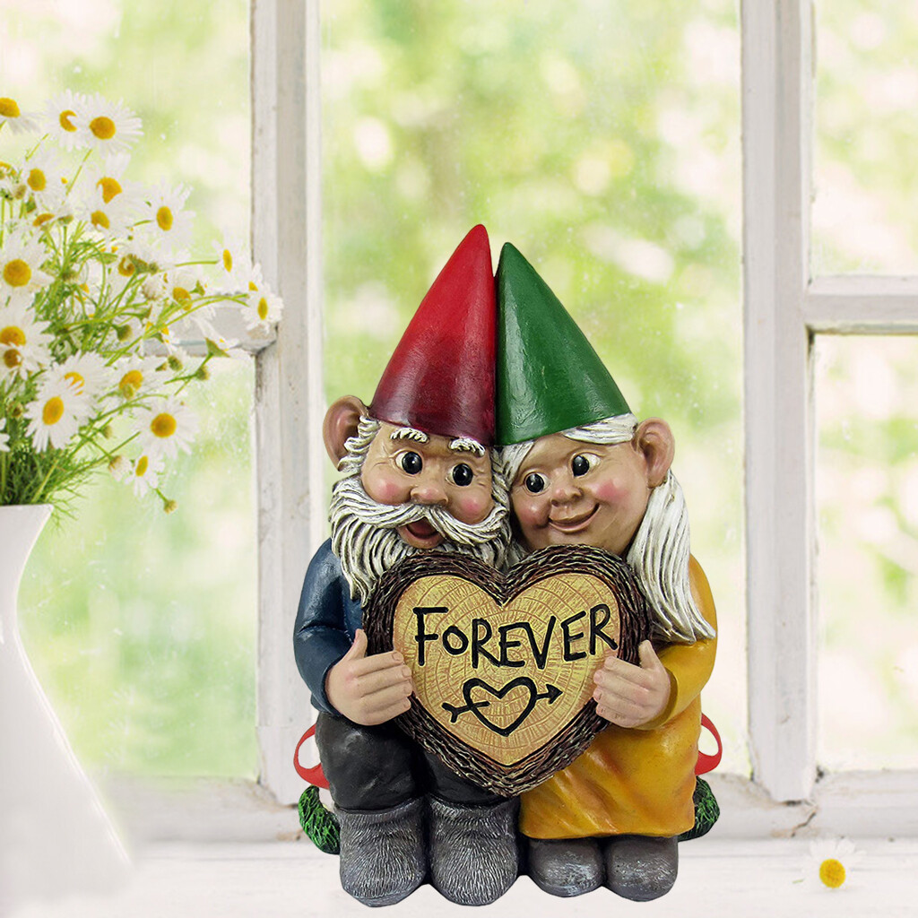 Statues Gnome Accueil Bureau Affectueux Abstraite Couple Sculpture Art