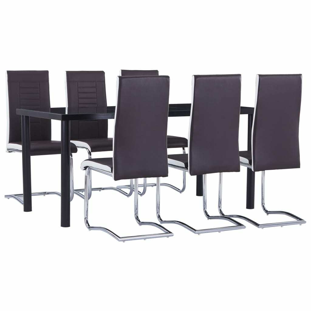 vidaXL Ensemble de Salle à Manger 7 pcs Similicuir Marron Mobilier Cuisine vidaXL Ensemble de Salle à Manger 7 pcs Similicuir Marron Mobilier Cuisine
