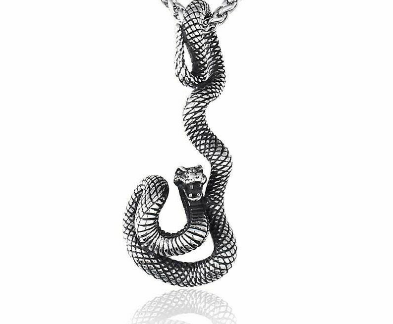 Bijoux Pour Homme Pendentif Collier Serpent Animal Mode Scandinave Odin Amulette