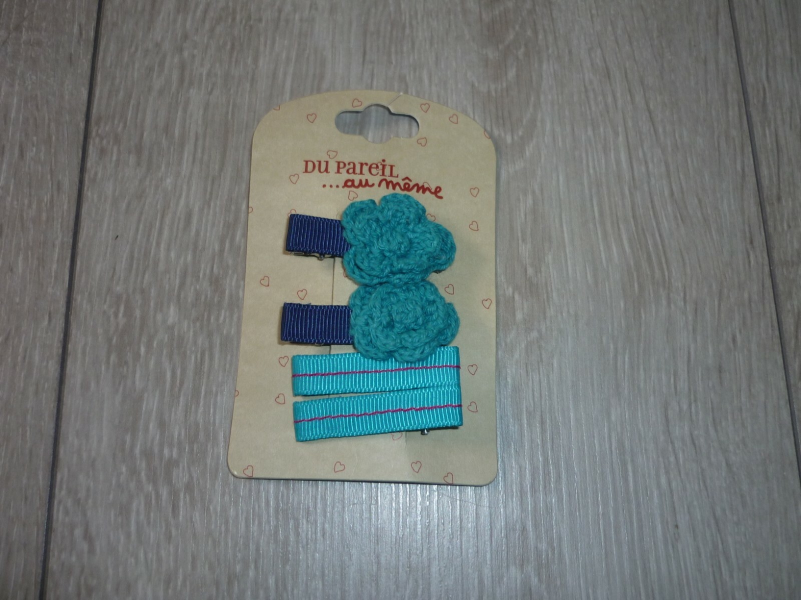 accessoires cheveux Lot de 4 barrettes bleu canard en crochet Dpam Neuf accessoires cheveux Lot de 4 barrettes bleu canard en crochet Dpam Neuf