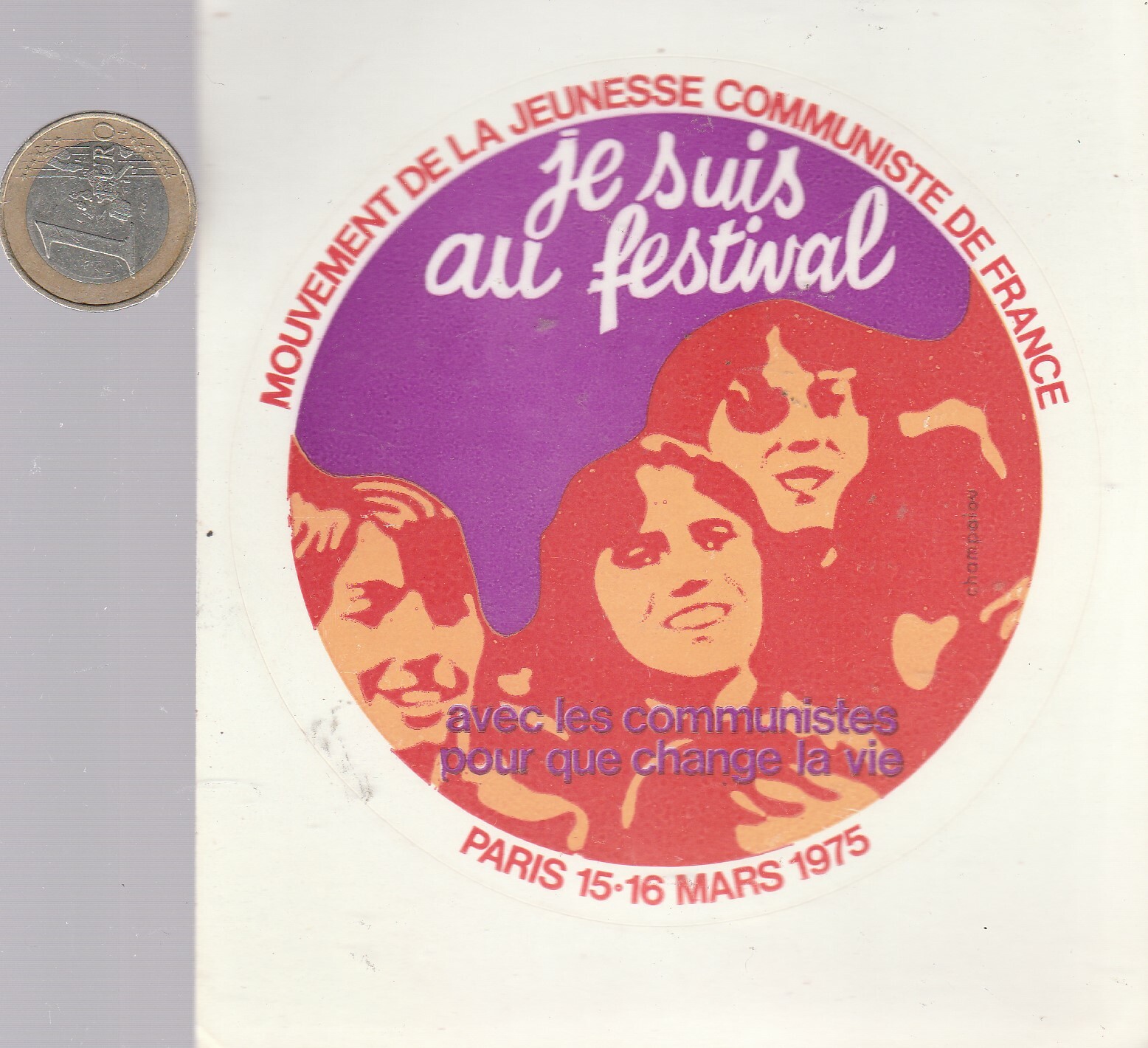 AUTOCOLLANTS. MOUVEMENT JEUNESSE COMMUNISTE. Paris 1975. Vintage – Oldies AUTOCOLLANTS. MOUVEMENT JEUNESSE COMMUNISTE. Paris 1975. Vintage – Oldies