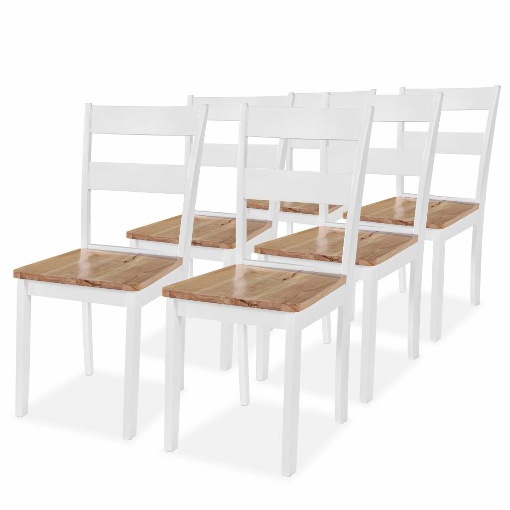 vidaXL 6x Chaise de Salle à Manger Bois d’Hévéa Blanc Chaise à Manger Cuisine vidaXL 6x Chaise de Salle à Manger Bois d’Hévéa Blanc Chaise à Manger Cuisine