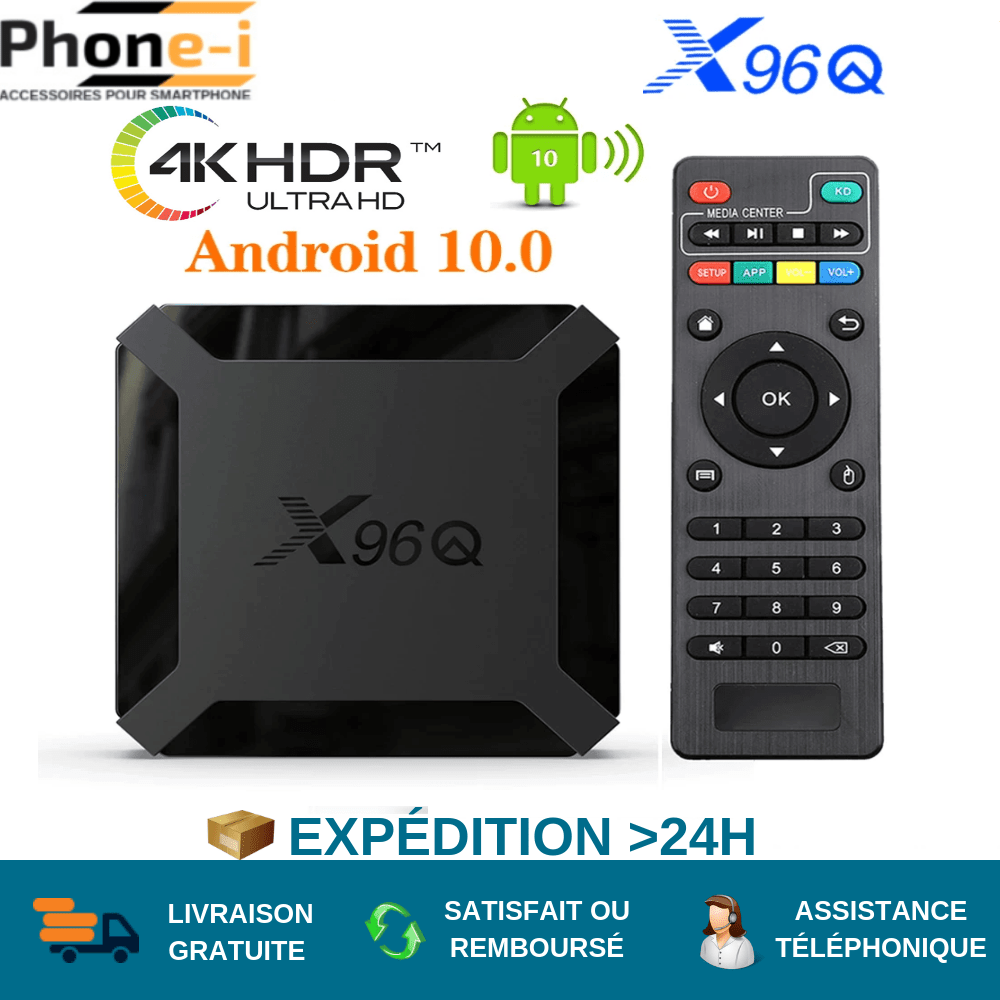 X96Q SMART BOX ANDROID 10 Lecteur Multimédia 2021 4K Ultra HD WiFi Digital Mini