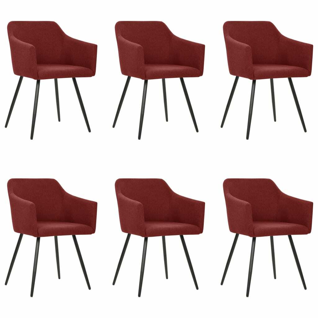 vidaXL 6x Chaises de Salle à Manger Rouge Bordeaux Tissu Dîner Repas Cuisine vidaXL 6x Chaises de Salle à Manger Rouge Bordeaux Tissu Dîner Repas Cuisine