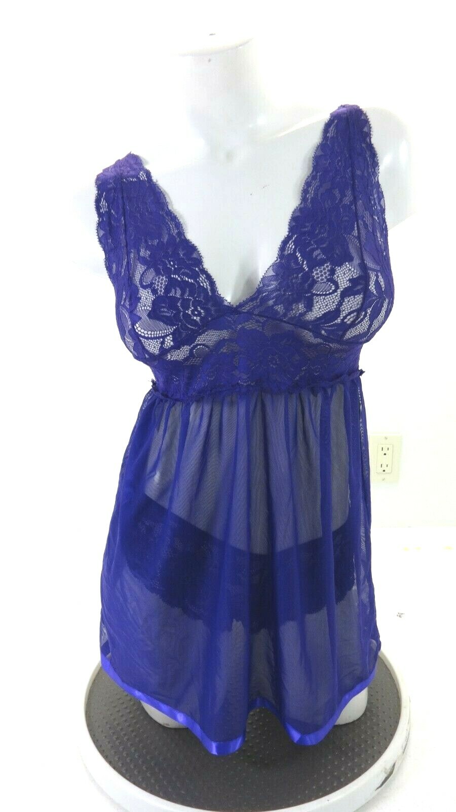 FEMMES 2 PC Violet Maille Dentelle Nounours Lingerie Et sous-Vêtement Taille L