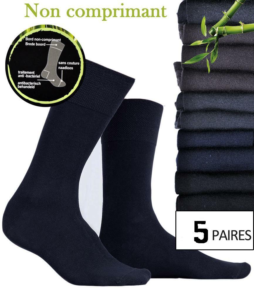 LOT DE 5 PAIRES CHAUSSETTES BAMBOU – ÉLASTIQUE CONFORT – QUALITÉ – 43/46 – BLEU LOT DE 5 PAIRES CHAUSSETTES BAMBOU – ÉLASTIQUE CONFORT – QUALITÉ – 43/46 – BLEU