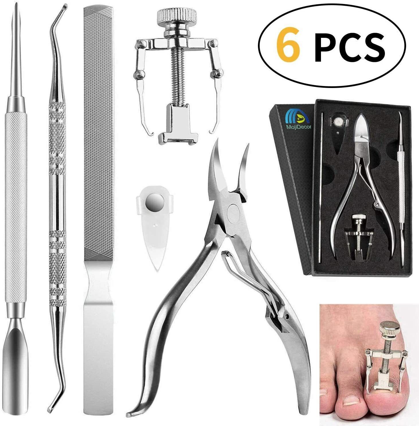 Ongles Incarnes Coupe-ongles Kit de 6Pcs Manucure Pedicure Professionnel Inox