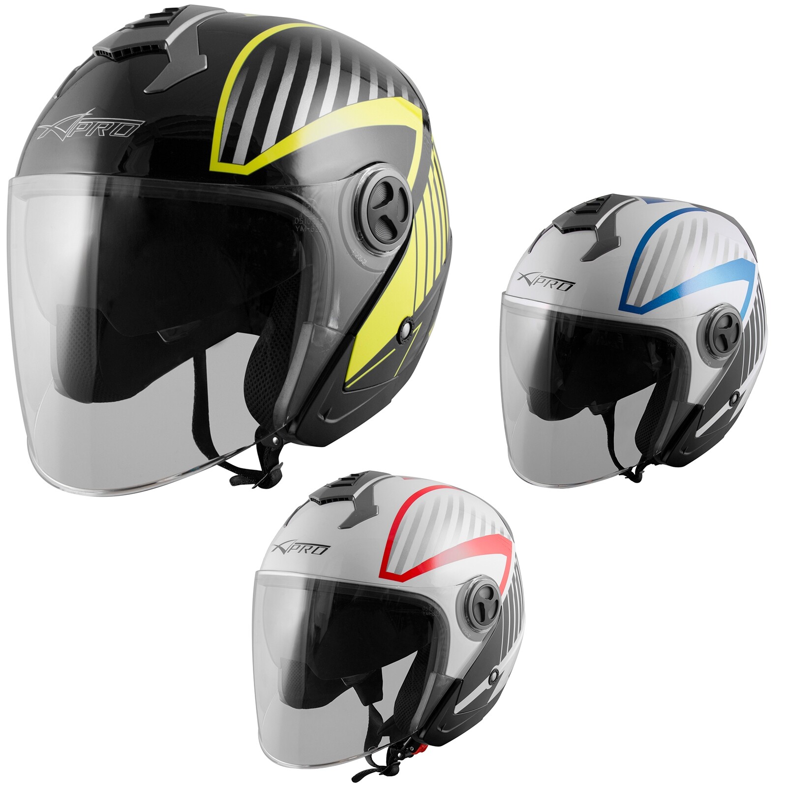 Casco Jet Moto Omologato ECE 22-05 Doppia Visiera Parasole Antigraffio A-Pro