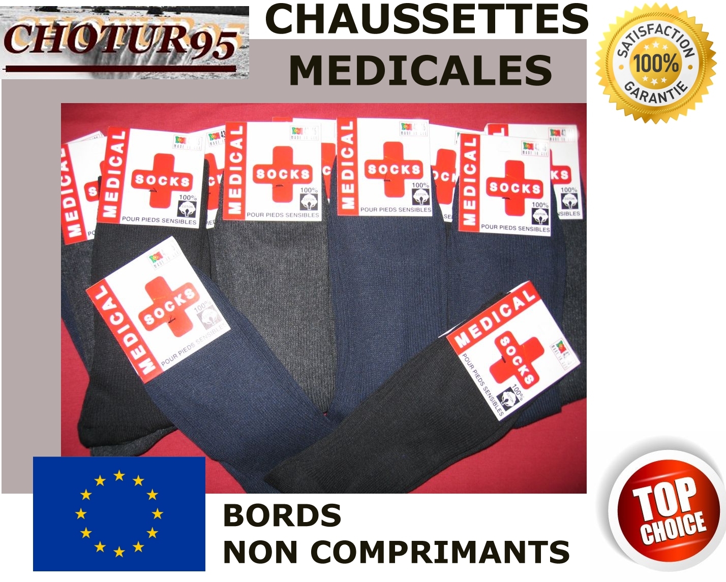 12 PAIRES DE CHAUSSETTES SANS ELASTIQUE – MEDICALES – COTON -Non Comprimantes 12 PAIRES DE CHAUSSETTES SANS ELASTIQUE – MEDICALES – COTON -Non Comprimantes