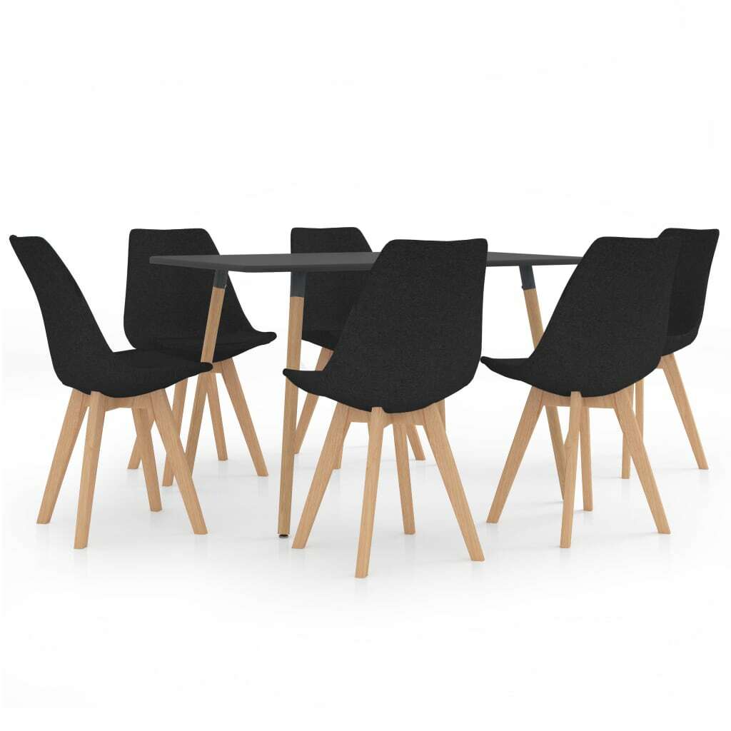 vidaXL Ensemble de Salle à Manger 7 pcs Noir Mobilier de Cuisine Dîner Repas