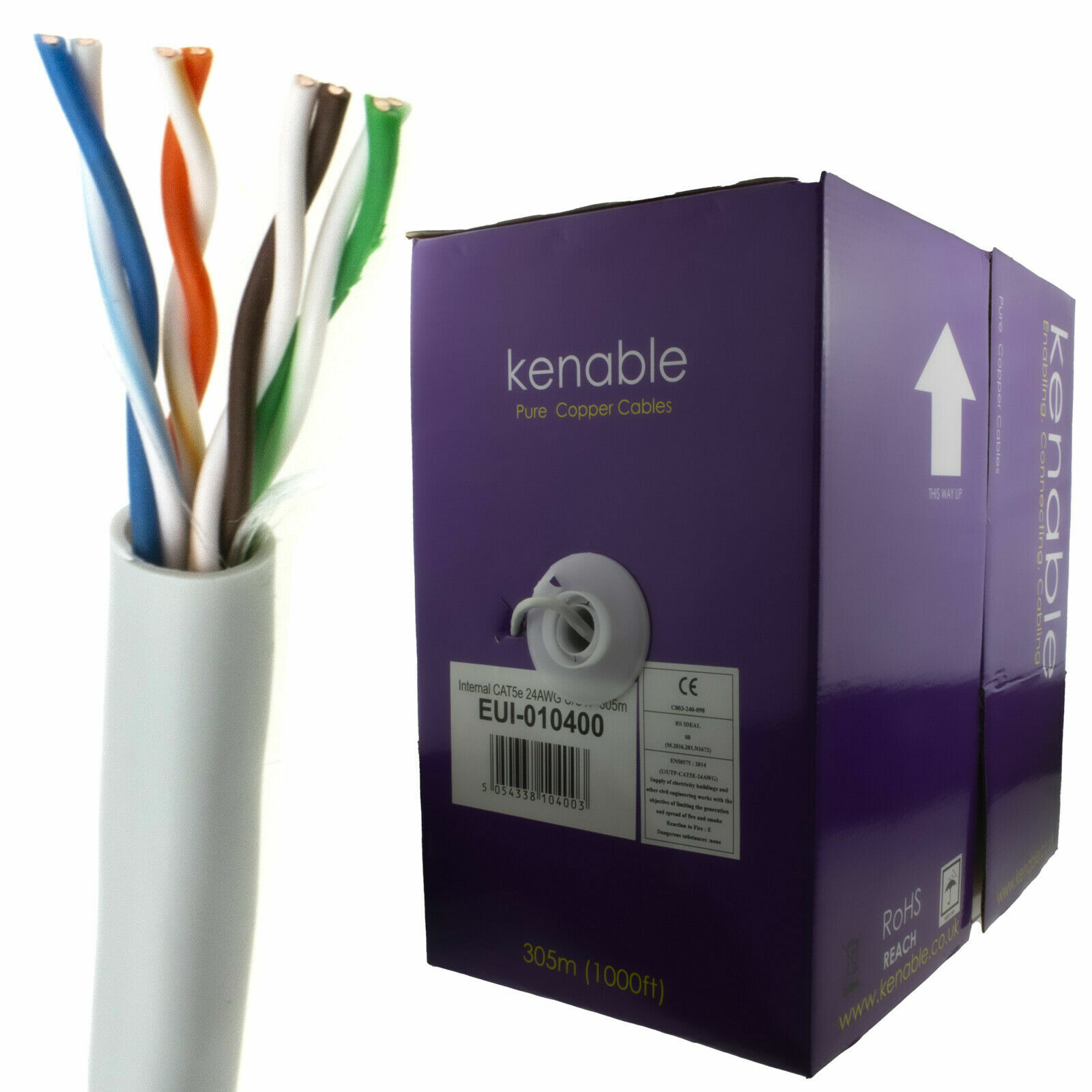 Intérieur CAT5e UTP Cuivre Réseau Ethernet Solide Câble Bobine 24AWG 305m Gris Intérieur CAT5e UTP Cuivre Réseau Ethernet Solide Câble Bobine 24AWG 305m Gris