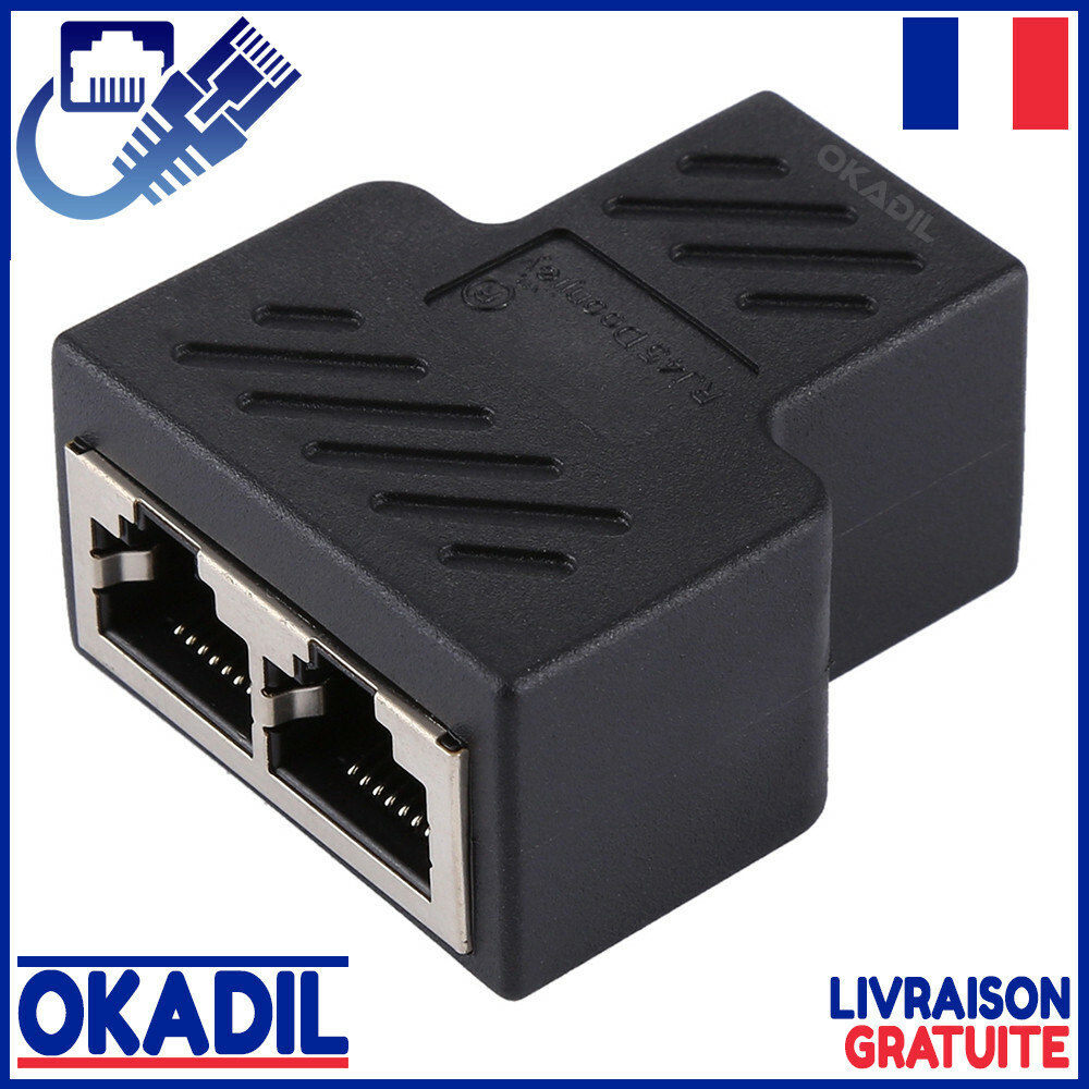 Adaptateur Coupleur Blindé Femelle/Femelle x2 pour Câble Réseau Ethernet RJ-45 8 Adaptateur Coupleur Blindé Femelle/Femelle x2 pour Câble Réseau Ethernet RJ-45 8