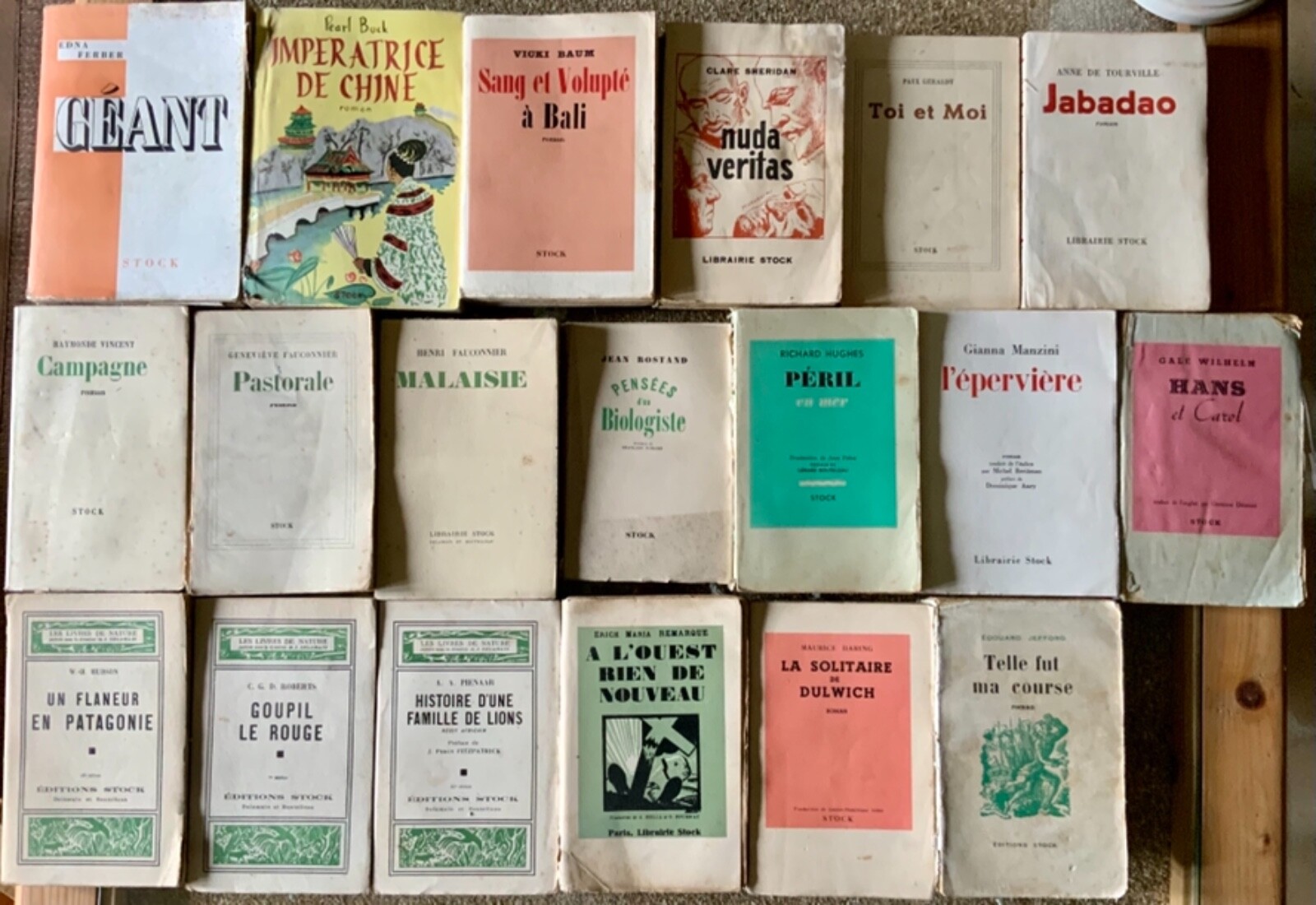 19 LIVRES ANCIENS EDITION STOCK ROMANS MALAISIE PATAGONIE AVENTURE MER ANNÉES 40