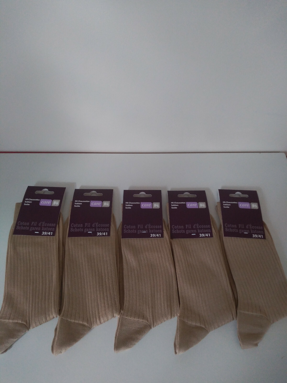 5 paires mi-chaussettes homme 39/41 coton fil d’écosse