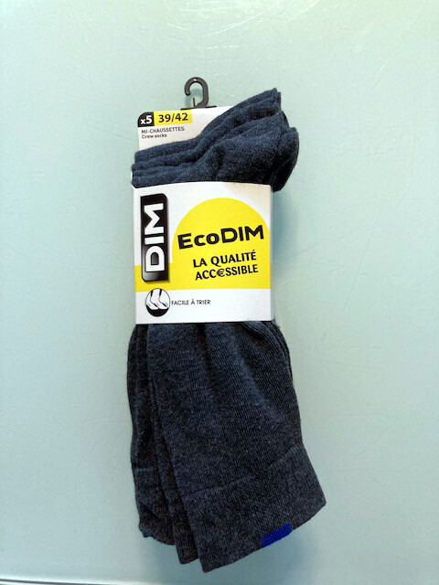 Dim Ecodim Chaussettes Lot de 5 paires Homme Grises 39-42