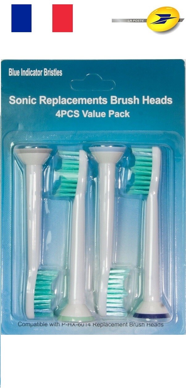 4 brosses de rechange pour Philips Sonicare HX6014 Brosses Têtes Brossettes NEUF