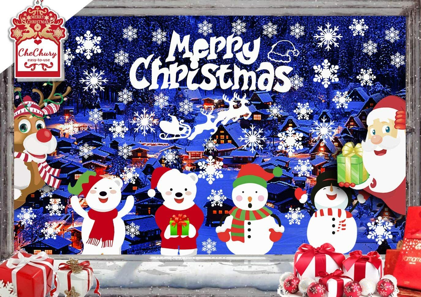 CheChury NoëL Autocollants Fenetre Stickers Décoration DIY 8*20*30 Cm