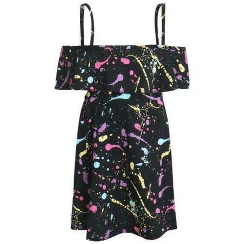 Enfants Filles Épaule Découverte Robe Trendy Pastel Éclaboussure Mode Fête Danse