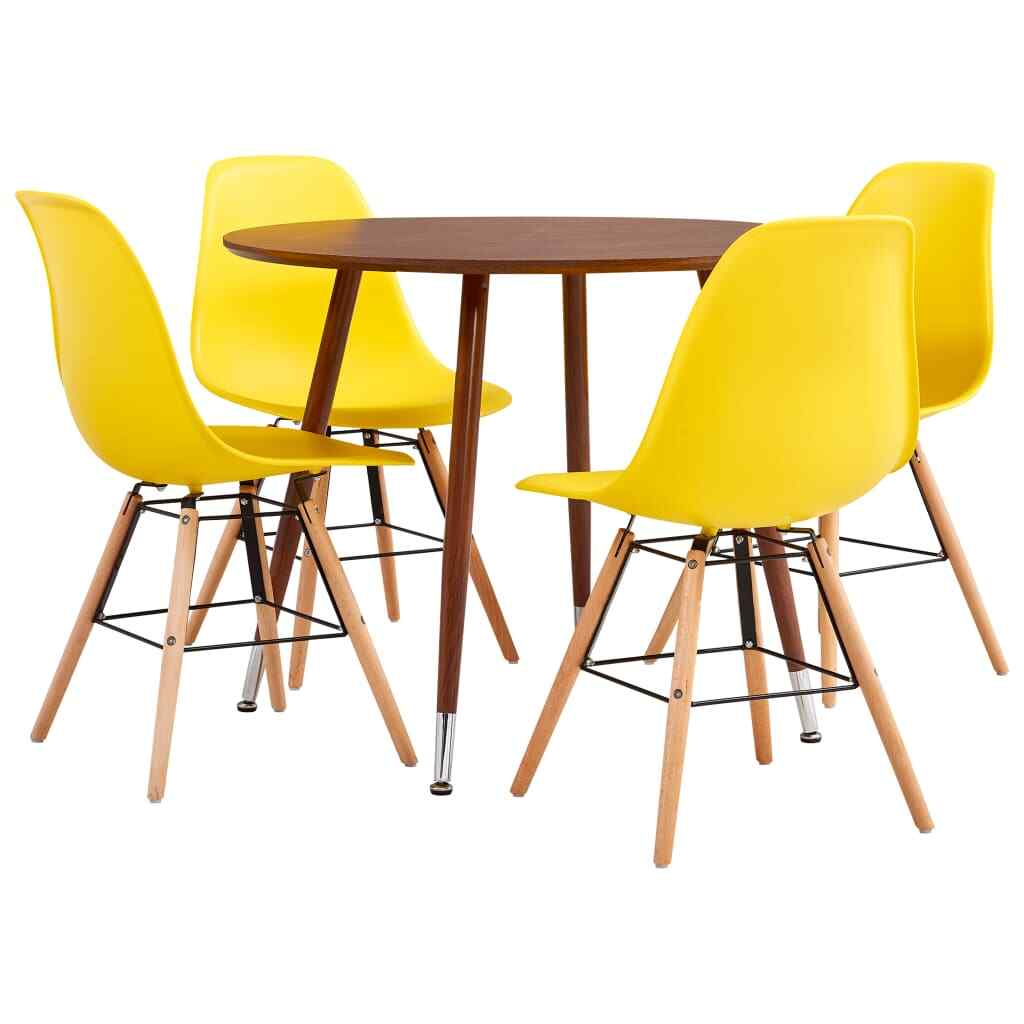 vidaXL Ensemble de Salle à Manger 5 pcs Plastique Jaune Mobilier Dîner Cuisine