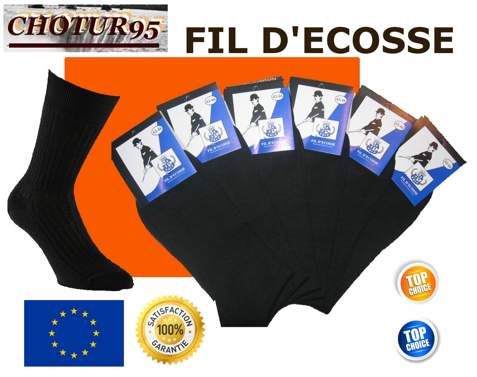 3 PAIRES DE CHAUSSETTES FIL D’ECOSSE – COTON – 39/42 ou 43/46 3 PAIRES DE CHAUSSETTES FIL D’ECOSSE – COTON – 39/42 ou 43/46