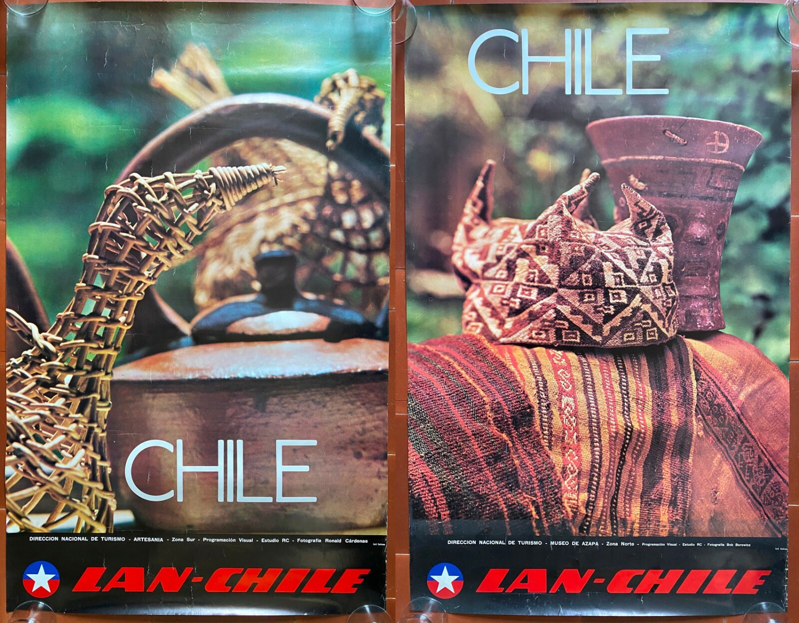 2 Affiches Tourisme CHILE LAN-CHILE CHILI 53x84cm