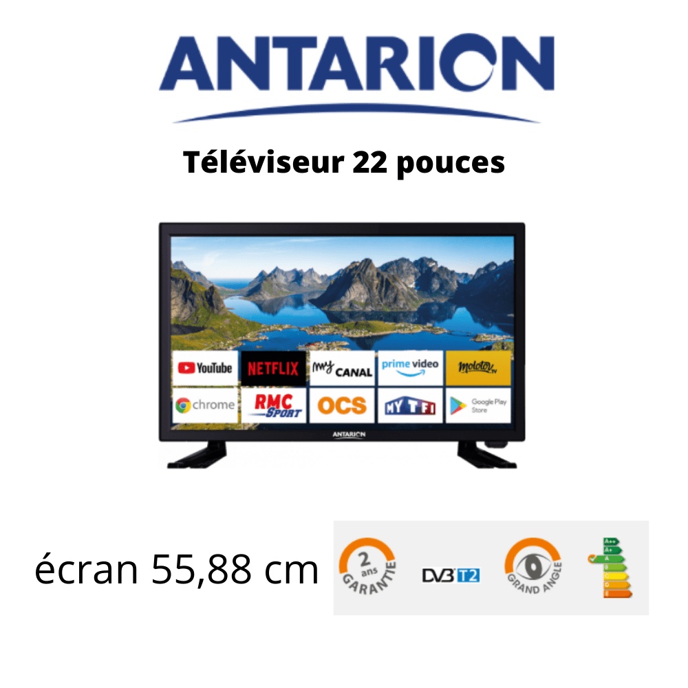 Antarion TV LED 21.5′ ULTRA HD + ANDROID TV – 12V / 220V – camping car Antarion TV LED 21.5′ ULTRA HD + ANDROID TV – 12V / 220V – camping car