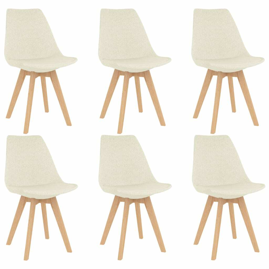 vidaXL 6x Chaises de Salle à Manger Crème Tissu Dîner Repas Cuisine Maison vidaXL 6x Chaises de Salle à Manger Crème Tissu Dîner Repas Cuisine Maison