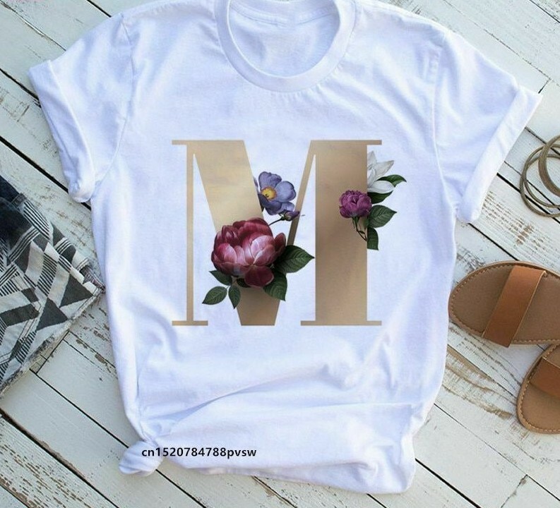 Doré Lettre Fleur Combinaison Manche Courte Haut T-Shirt Vêtements Impression Doré Lettre Fleur Combinaison Manche Courte Haut T-Shirt Vêtements Impression