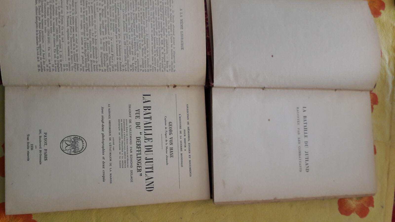 livres 1930/1940 La bataille du Jutland Ed PAYOT TOMES 1 et 2