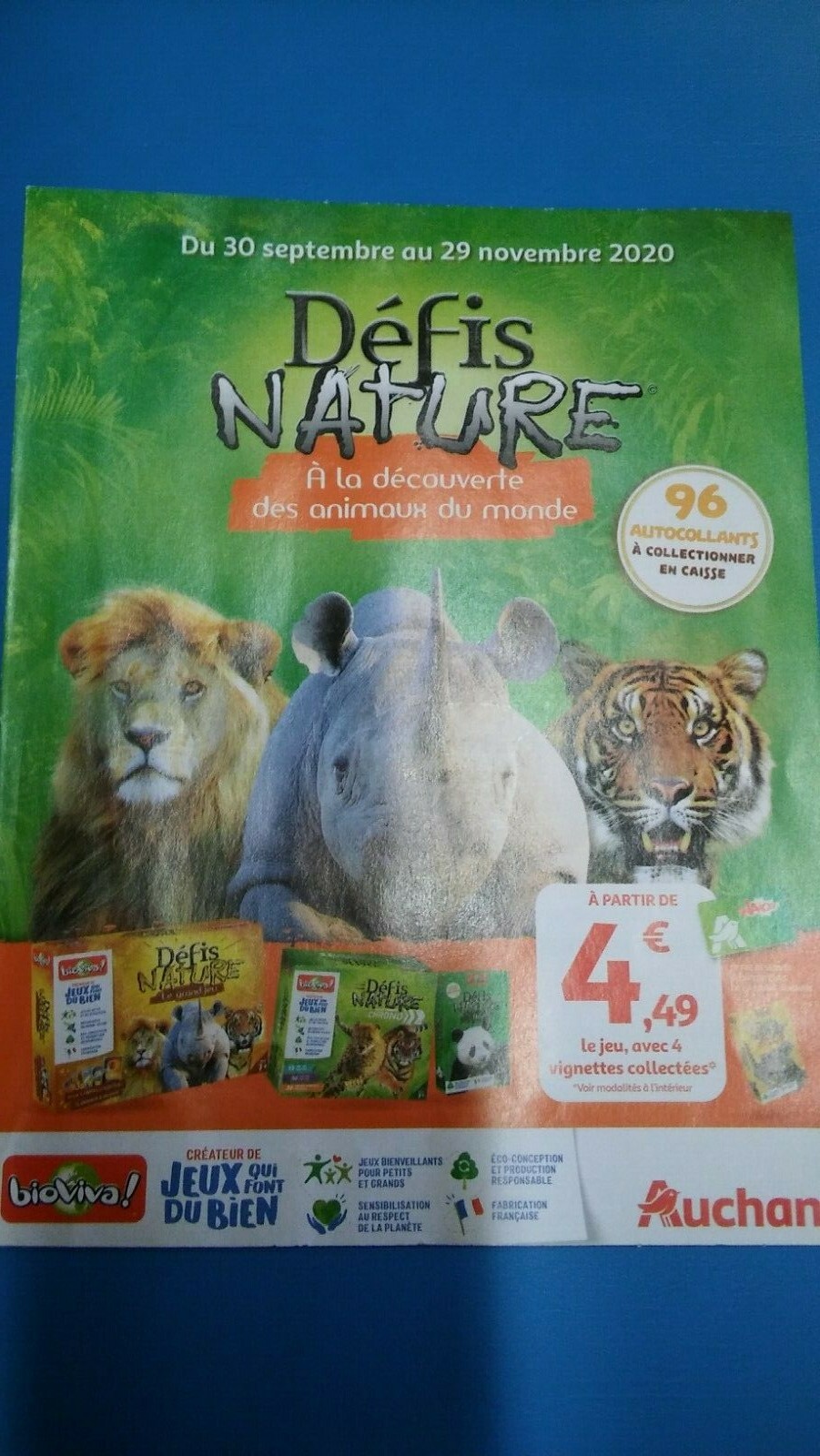 Auchan 2020 Défis Nature Planche de 4 Autocollants au choix. Auchan 2020 Défis Nature Planche de 4 Autocollants au choix.