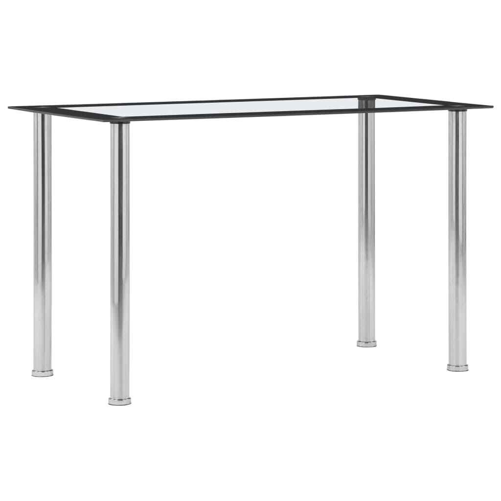 vidaXL Table à Dîner Noir et Transparent Verre Trempé Salle à Manger Cuisine