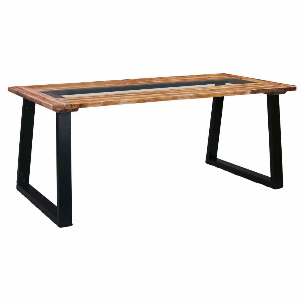 vidaXL Bois d’Acacia Table de Salle à Manger 180x90x75 cm Verre Dîner Cuisine vidaXL Bois d’Acacia Table de Salle à Manger 180x90x75 cm Verre Dîner Cuisine